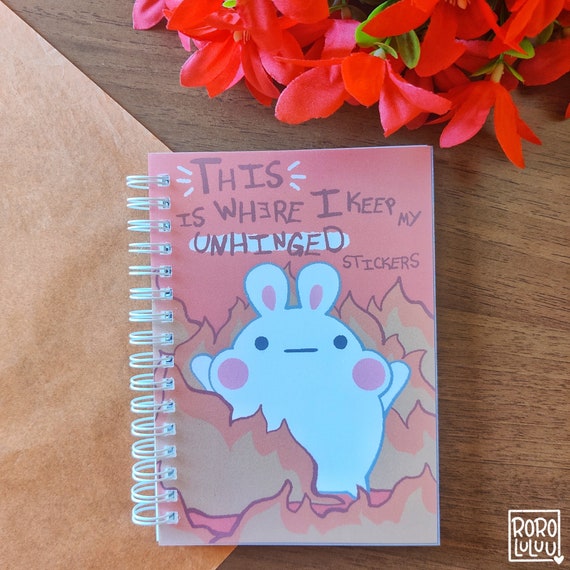 Unhinged Stickerbook // Cute Bunny Sticker Book , Book for Collecting  Stickers, Reusable Stickerbook for Gifts 