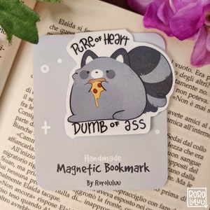 Pure of Heart Pizza Magnetic Bookmarks //  Cute Raccoon Bookmark, Bookmark, Gifts, Happy Mail, Traveler Notebook