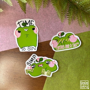 Pegatinas de rana simpática, pegatina de rana linda, pegatina de meme, pegatina kawaii, lindo regalo para Happy Mail, cuaderno, computadora portátil