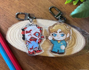 Curly + Anya Double Sided Keychain, Acrylic Keychain, Mouthwashing