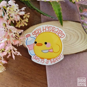 Stay Hydrated Birb Sticker, Cute Stabby Birb Sticker, Meme Sticker, Kawaii Sticker, Cute Gift for Happy Mail, Notebook, Laptop