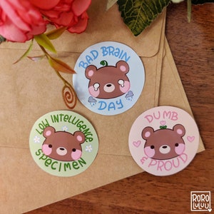 Pegatina divertida de Bobo el oso, pegatina de oso tierno, pegatina de meme, pegatina kawaii, bonito regalo para Happy Mail, cuaderno, portátil