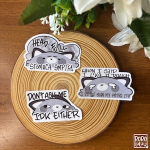 Pizza the Raccoon Unlucky sticker set, schattige wasbeer sticker, meme sticker, kawaii sticker, leuk cadeau voor Happy Mail, notebook, laptop