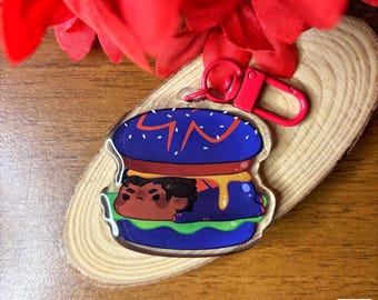 Miggy Burger Keychain // Cute Acrylic Keychain, Movie Keychain, Gift Ideas, Cute Art