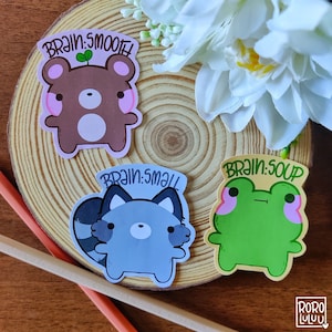 Sticker petit cerveau animaux, sticker grenouille mignonne, sticker meme, sticker kawaii, cadeau mignon pour Happy Mail, carnet de notes, ordinateur portable