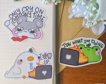 Working Buddies Sticker, Cute Animals Sticker, Meme Sticker, Kawaii Sticker, Cute Gift for Happy Mail, Notebook, Laptop