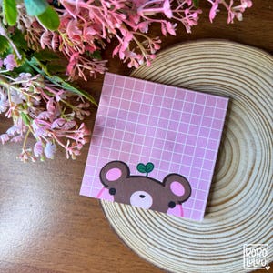 Bobo the Bear Pink Sticky Notes // Blocchi promemoria animali, simpatici post-it per regali, Happy Mail, taccuino da viaggiatore