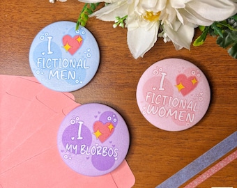 I Love Characters Pin Set // Cute Pin, Animal Pin, AO3 Badge, Gift, Happy Mail, Traveler Notebook