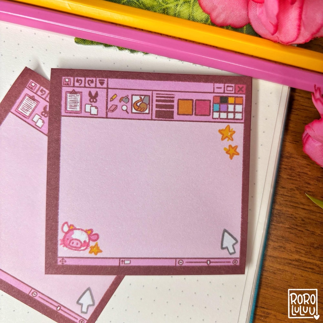 Art Program Pink Cow Sticky Notes // Animal Note, Cute Animal Sticky ...