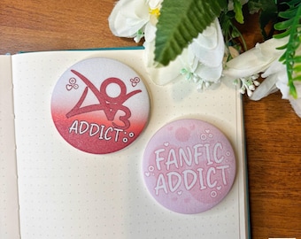 Fanfic Addict Pin Set // Cute Pin, Animal Pin, AO3 Badge, Gift, Happy Mail, Traveler Notebook