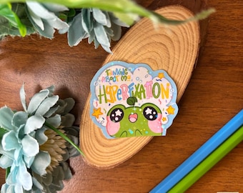 Hyperfixating Frog Holographic Sticker, Cute Animals Sticker, Meme Sticker, Kawaii Sticker, Cute Gift for Happy Mail, Notebook, Laptop