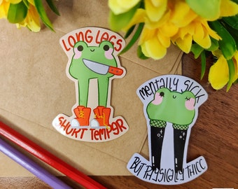 Adesivo de Sapo de Pernas Longas, Adesivo de Sapo Fofo, Adesivo de Meme, Adesivo Kawaii, Presente Fofo para Correios, Caderno, Laptop