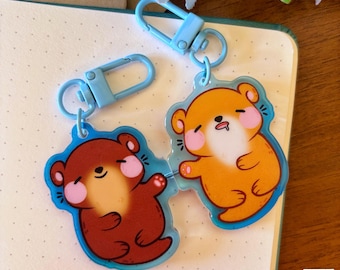 Otters Matching Keychain // Cute Acrylic Keychain, Mouse Keychain, Cute Gift Idea