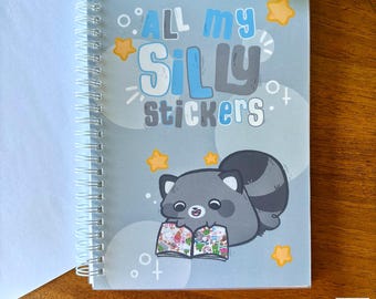 All My Silly Stickers A5 Stickerbook, Cute Raccoon Stickerbook, Reusable Sticker Book