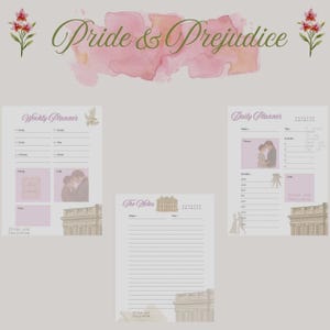 Jane Austen Weekly Planner Printable | Pride and Prejudice Digital Organizer | Romantic Regencycore Stationery