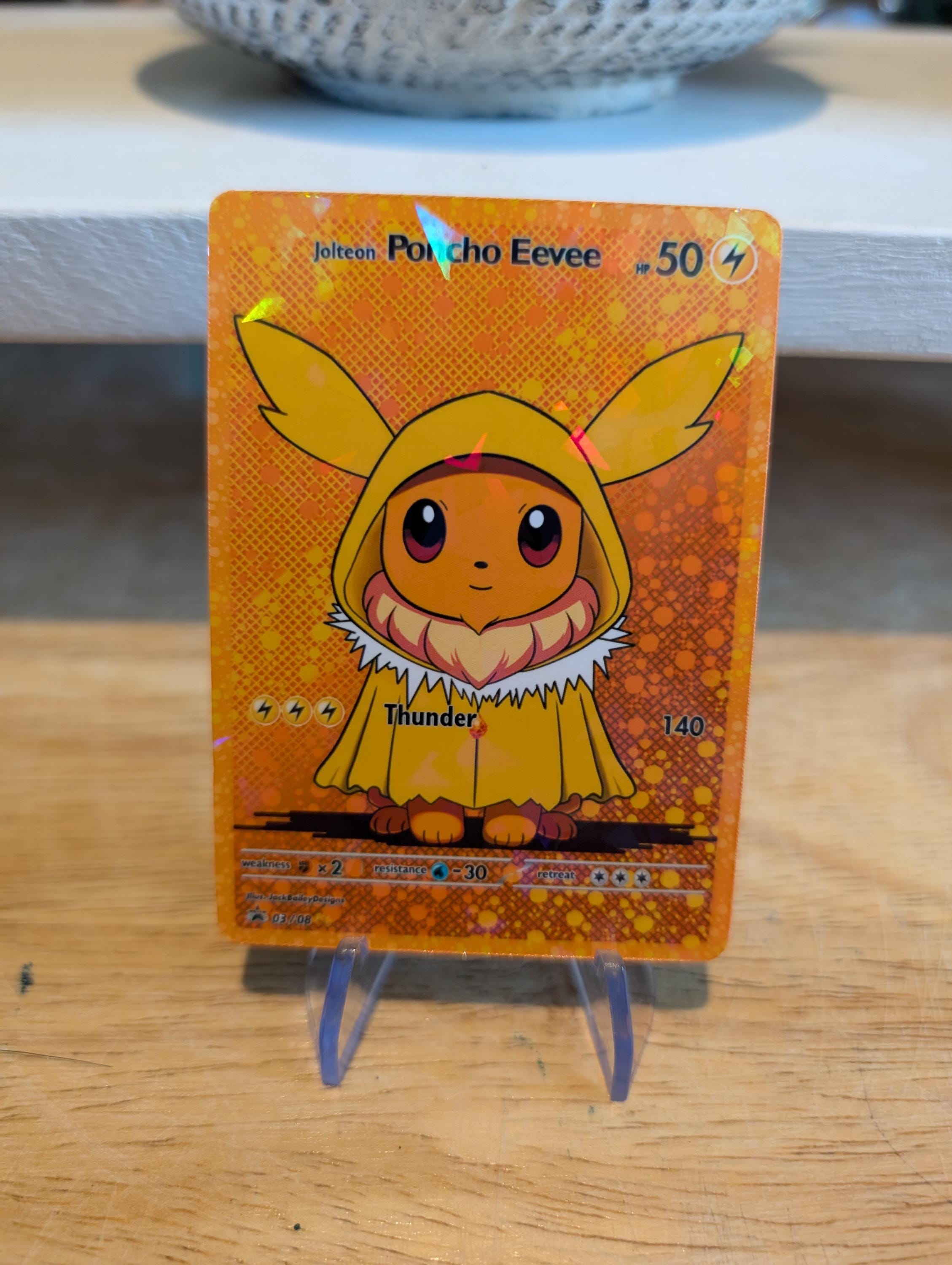 Eevee Poncho Custom Pokemon Card (cracked Ice Holo) - Etsy