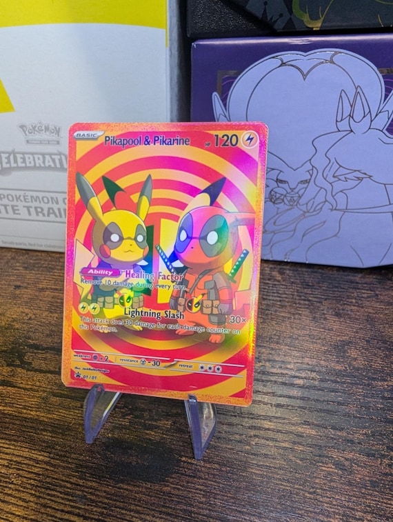 deadpool and pikachu pokemon card 2024 EN Vcos Pikachu Cosplay RAW  TCG Titans pokemon cards golden Pokemon Anime