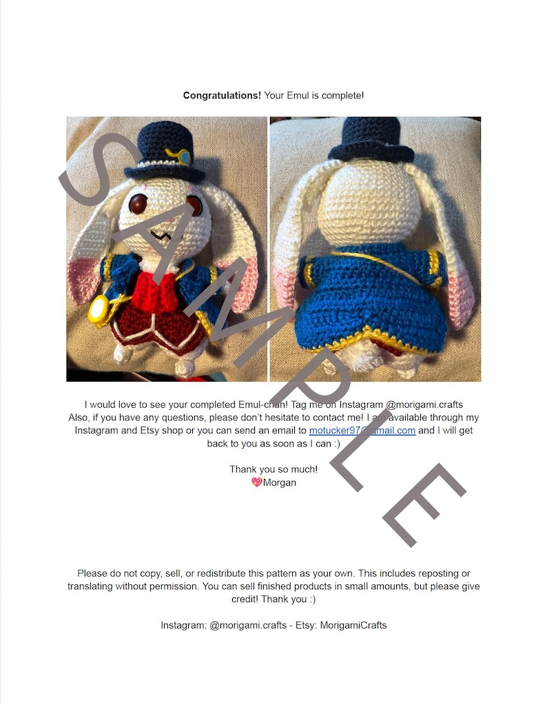 Emul Non Rabbit Form Emul Bunny Amigurumi Crochet Pattern - Etsy