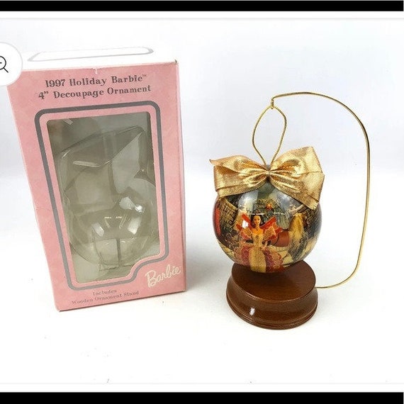 Vintage 1997 Barbie Holiday 4 Decoupage Ornament Etsy
