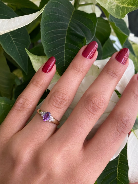 Amethyst and diamond ring