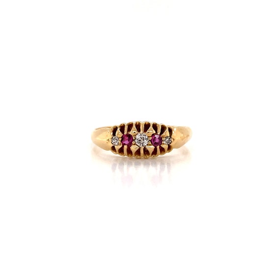 Antique Ruby and Diamond 18ct Yellow Gold Late Vi… - image 5