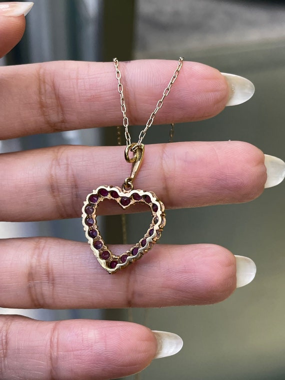 Amethyst Heart Pendant in 9ct Yellow Gold. - image 4