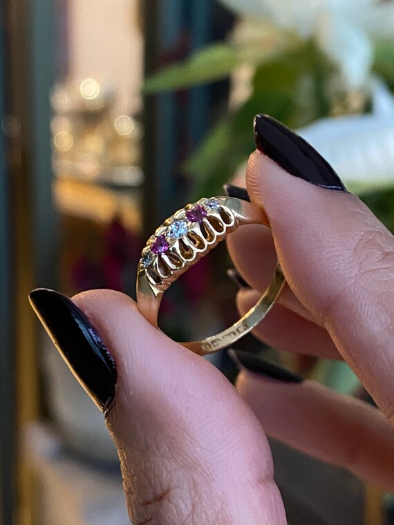 Antique Ruby and Diamond 18ct Yellow Gold Late Vi… - image 2