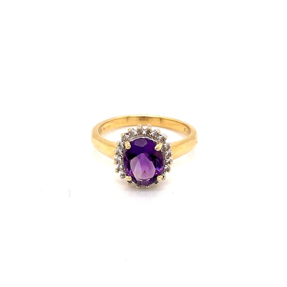 Amethyst and diamond cluster ring - image 4