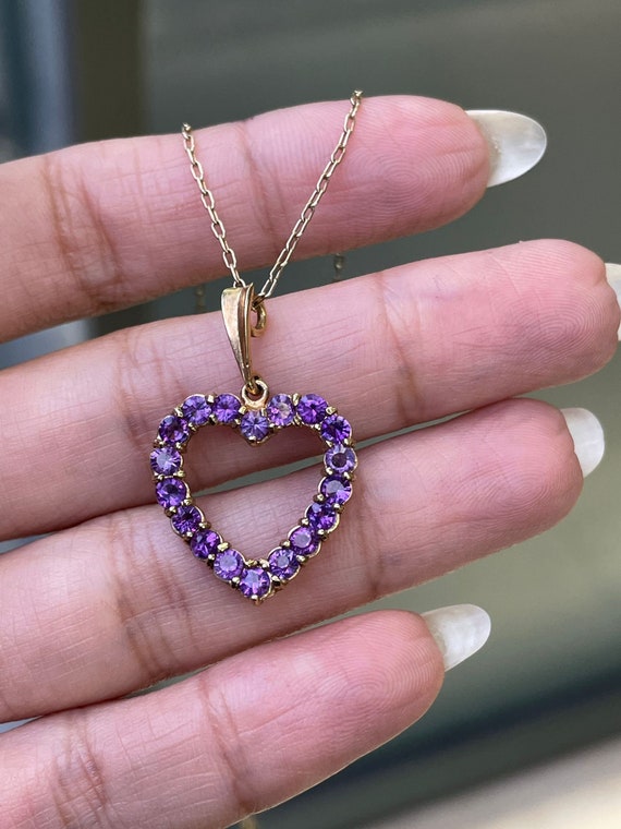 Amethyst Heart Pendant in 9ct Yellow Gold. - image 3