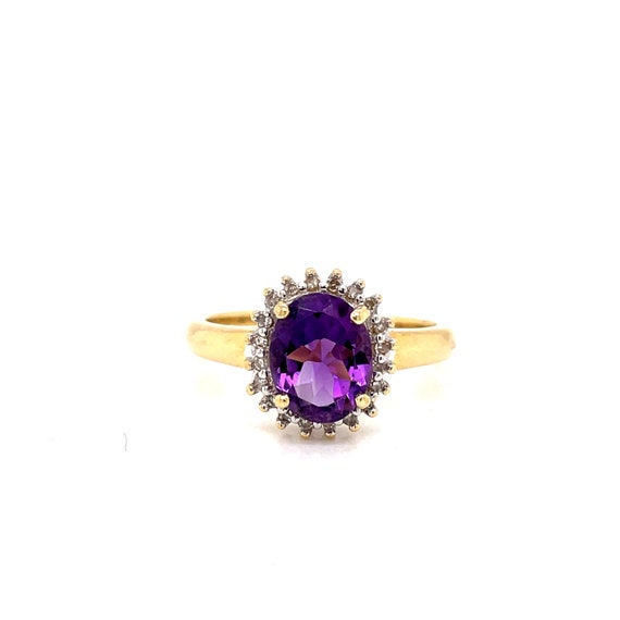 Amethyst and diamond cluster ring - image 3