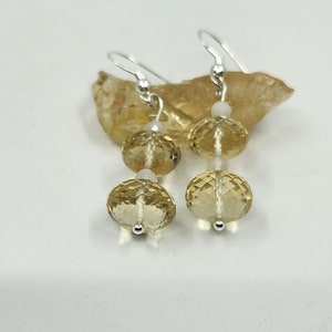 Oregon Sunstone and moonstone bead earrings in sterling silver
