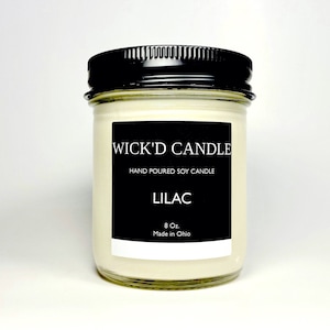 Wick'd Candle - Hand Poured Lilac Scented Soy Candle 8 oz