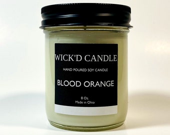 Wick'd Candle - Hand Poured Blood Orange Scented Soy Candle 8 oz