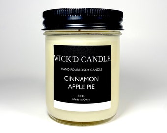 Wick'd Candle - Hand Poured Cinnamon Apple Pie Scented Soy Candle 8 oz