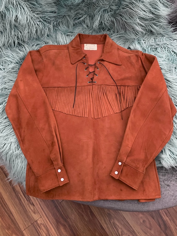 Vintage 1950s Jo-o-Kay Western Fringe Suede Top/Ja