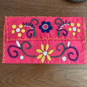 Vintage 1930s-1940s Colorful Handmade Hungarian-Style Embroidered Pouch