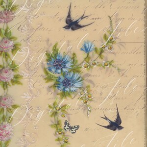 Hoja digital de flores pintadas a mano vintage / Scrapbooking / Diario basura / efímera imprimible / documentos de diario / documentos digitales / carta