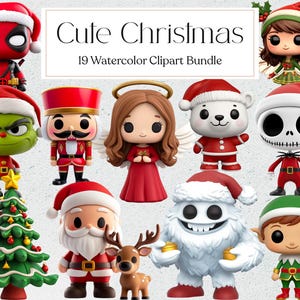 Cute Christmas Clipart, Personagens de Natal Png, Brinquedo de Natal, Download instantâneo