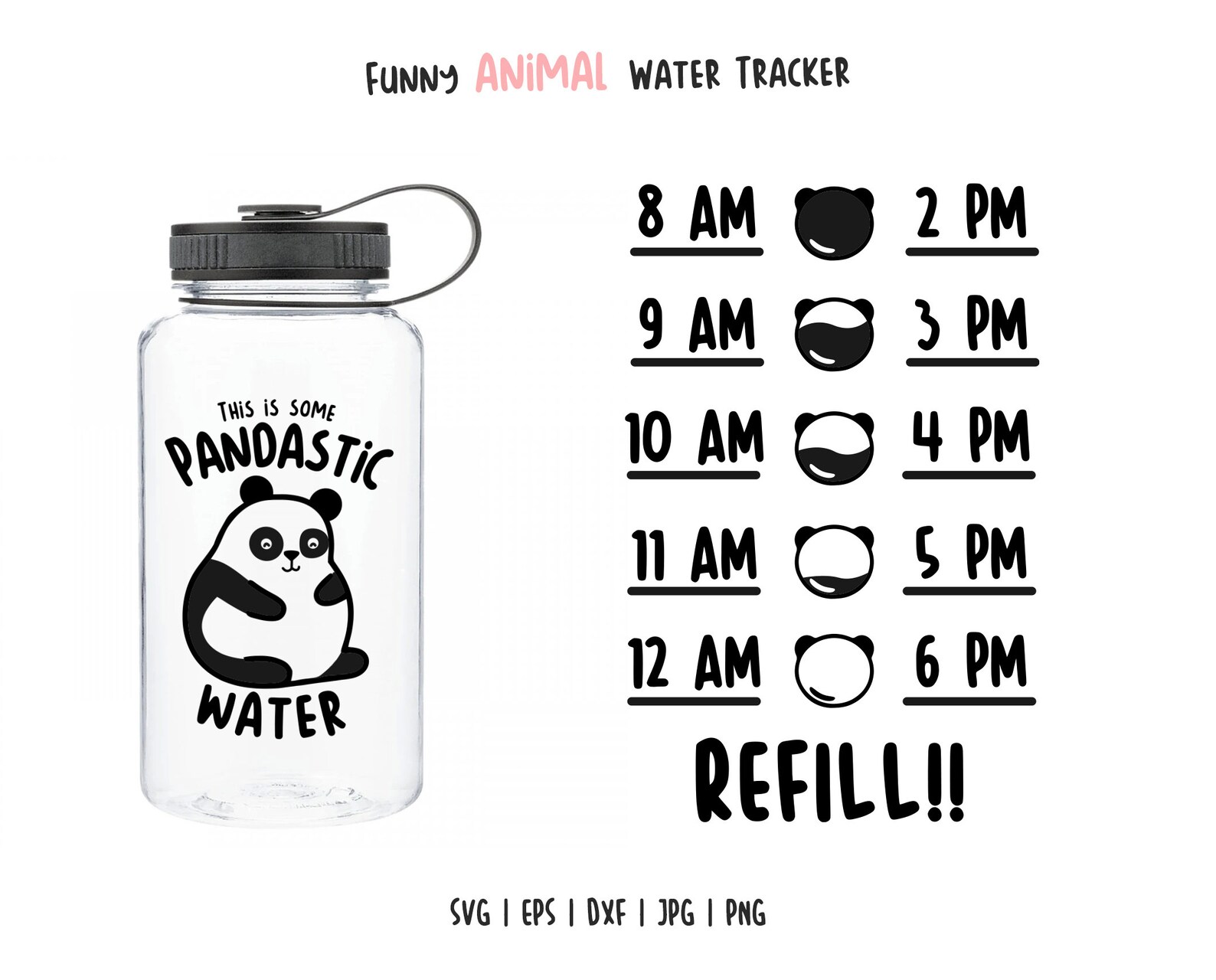 Water Tracker SVG Cute Animal Water Bottle Tracker SVG Funny Etsy