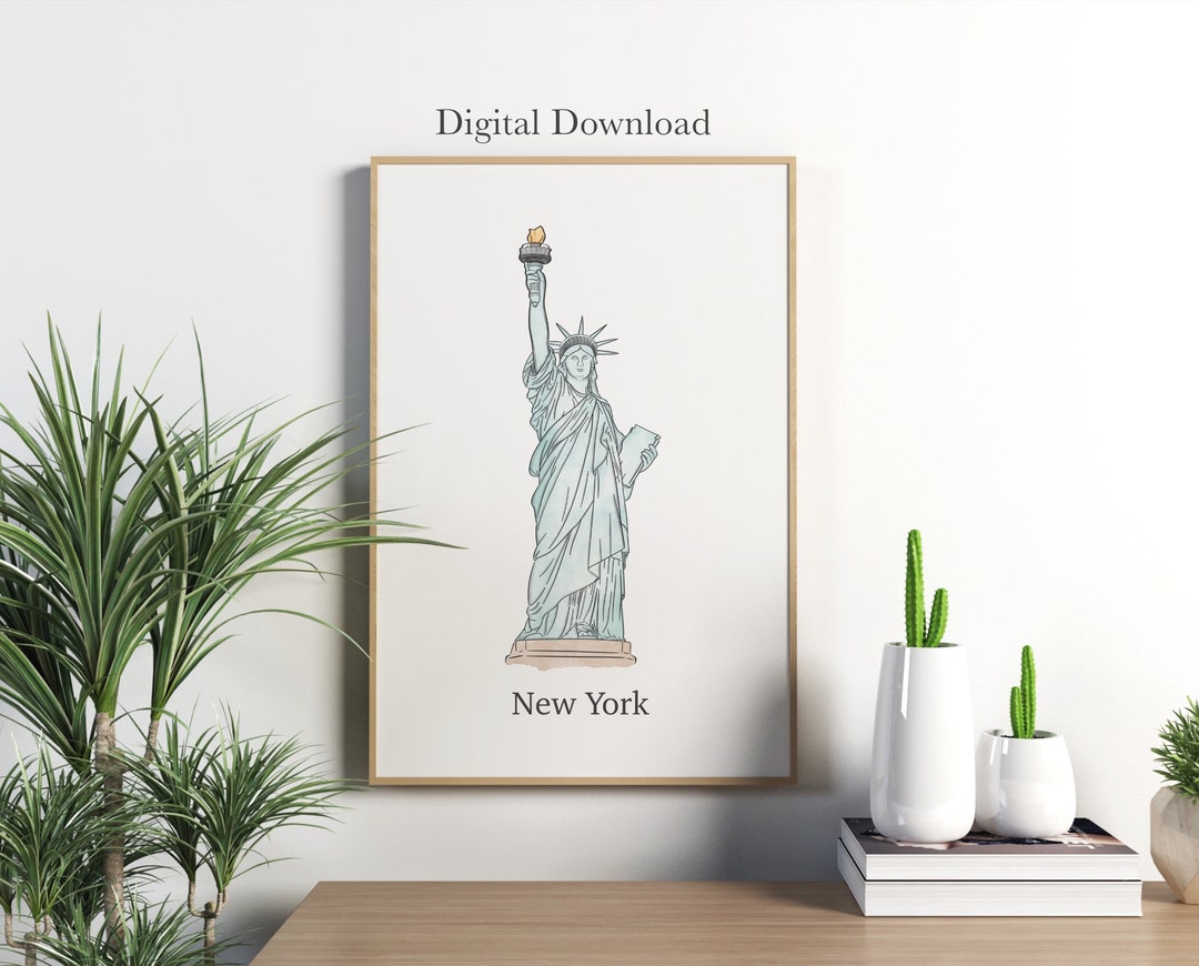 New York Poster Art Print, Statue of Liberty Poster, New York Travel ...