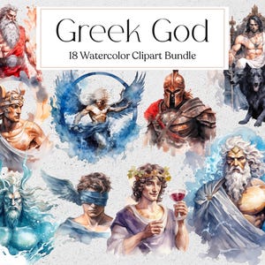 Clipart dieu grec, aquarelle de la mythologie grecque, graphismes de la mythologie grecque, PNG fantastique, téléchargement immédiat