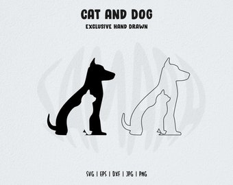 Katze & Hund SVG, Hund SVG, Katze SVG, Katze und Hund Aufkleber, Schnittdateien für Cricut und Silhouette, Katzen Silhouette, Hunde Silhouette