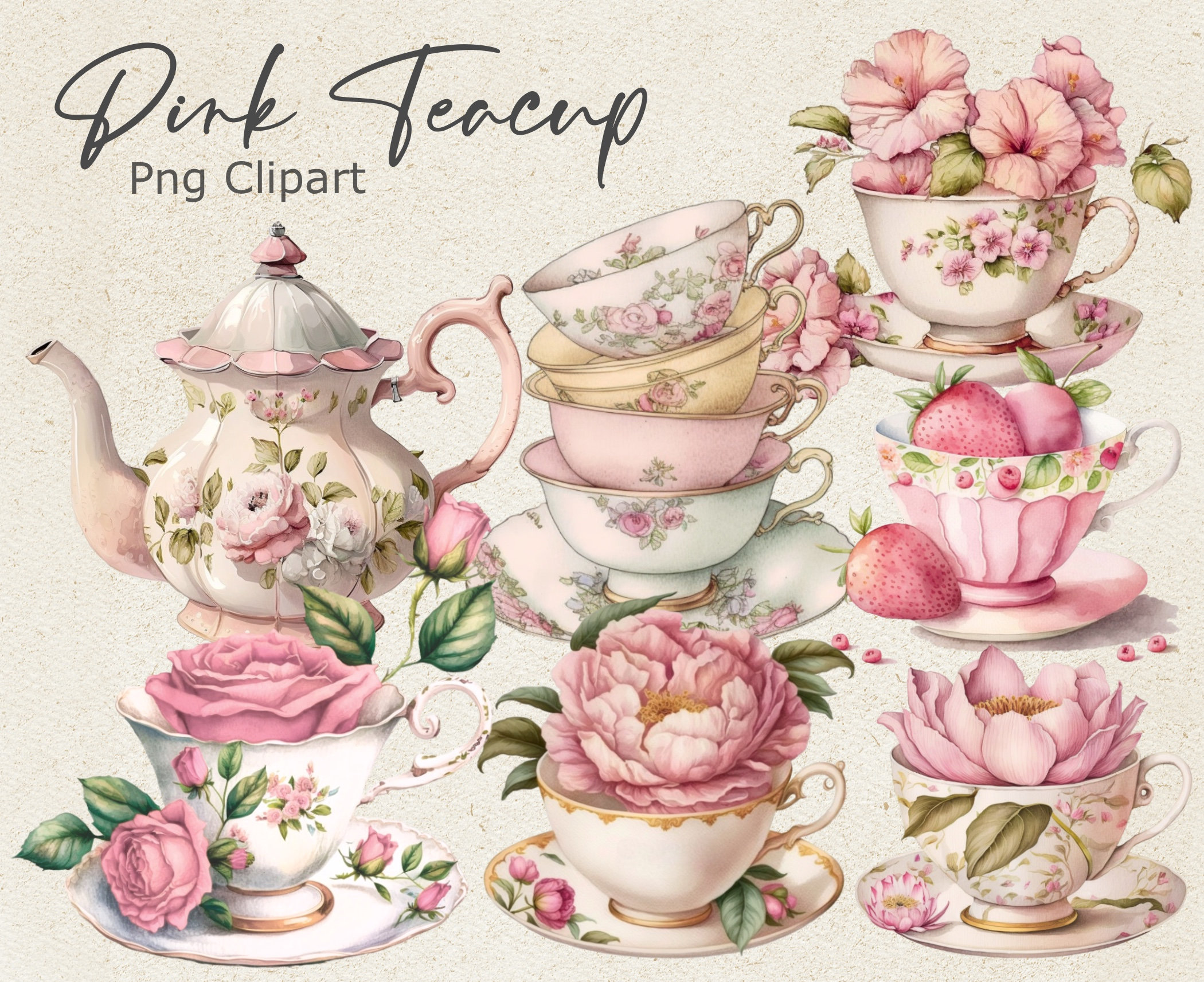 Teacup Clipart Tea Clipart Teacup Floral Vintage Tea Cups Tea Party Clipart Tea  Cups Clipart Teapots Digital Collage Sheet Fussy Cut,cricut -  Israel