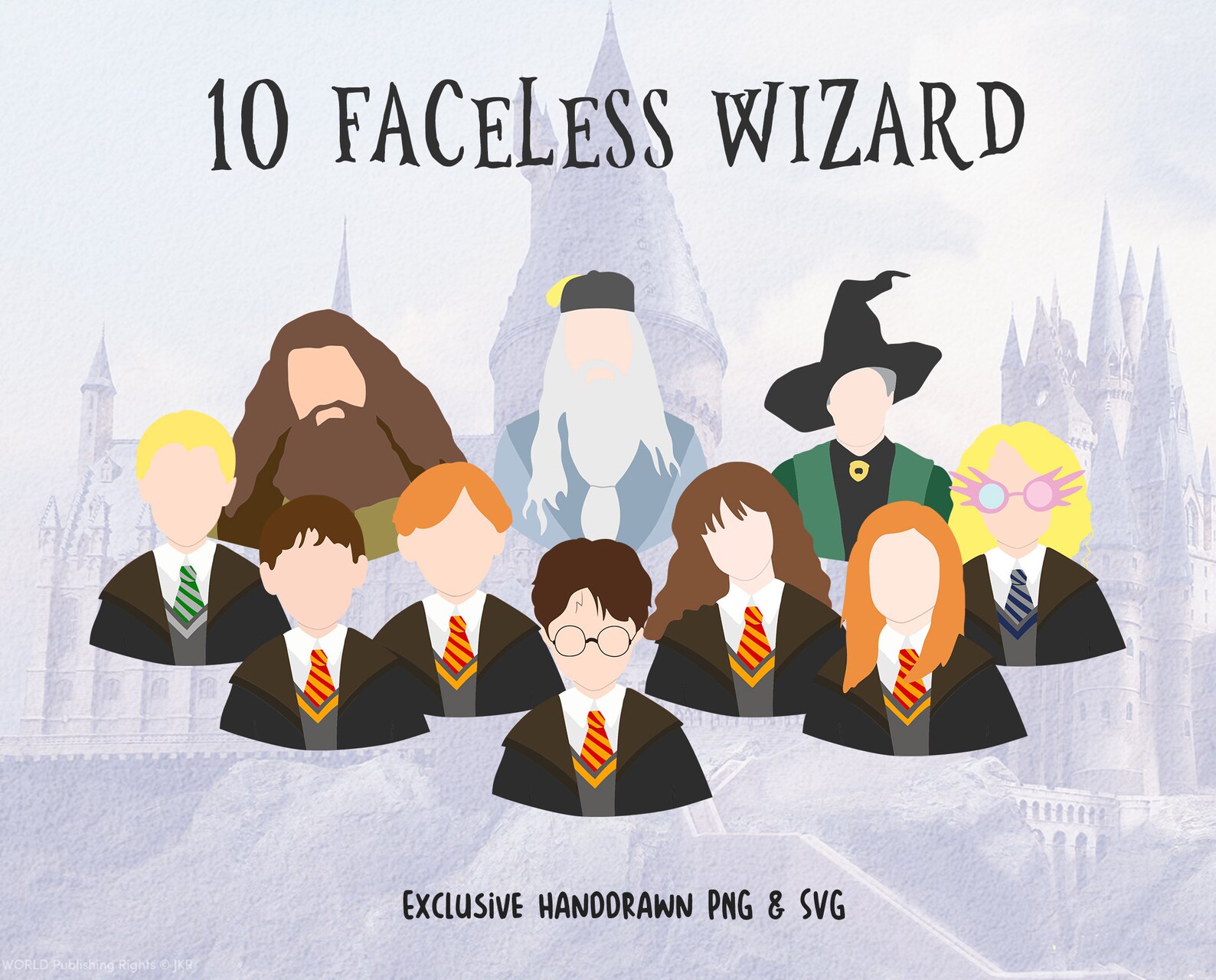Witch Frame Face Less 10 Faceless Wizard Character SVG Bundle, Wizard School Svg, Magic Svg ...