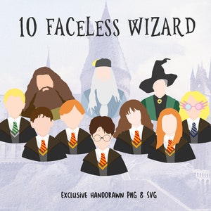 10 Faceless Wizard Character SVG Bundle, Wizard School Svg, Magic Svg, Harry Svg, Faceless Witch Svg, Wizard Sticker, Wizard Sublimation