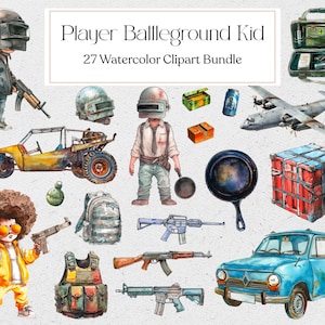 27 joueurs champ de bataille enfant clipart, clipart jeu vidéo, clipart enfants, sublimation de jeu, autocollants, téléchargement immédiat