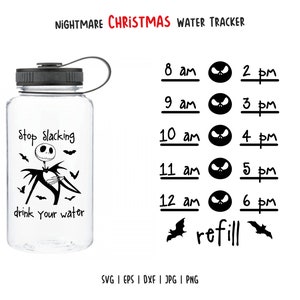 Jack Water Tracker SVG, Nightmare Christmas Water Bottle Tracker SVG, time tracker svg, cutfile, cricut, sihouette, Christmas SVG, Decal