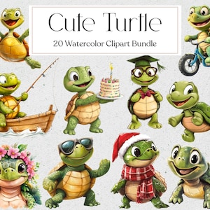 20 Schildkröten Clipart, Wasserfarben Clipart, Schildkröte, Schildkröten Grafiken, Kinderzimmer Dekor, Instant Download
