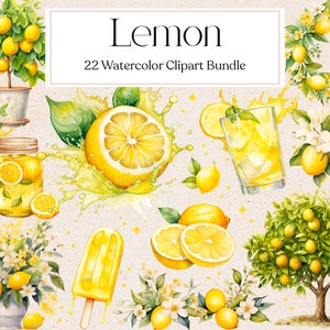Lemon Watercolor Clipart, Lemon Twig, Lemon Splash, Lemon wreath, Commercial Use, Instant Download