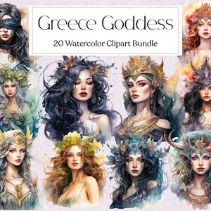 20 cliparts aquarelle déesse, clipart déesse Grèce, clipart mythologie, scrapbooking, téléchargement immédiat